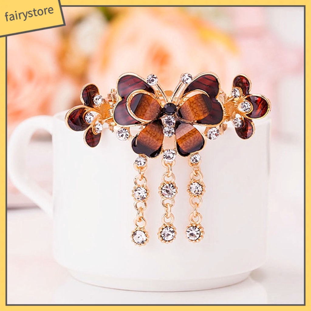 Kẹp Tóc Hình Hoa Đính Đá Lấp Lánh Phong Cách Vintage