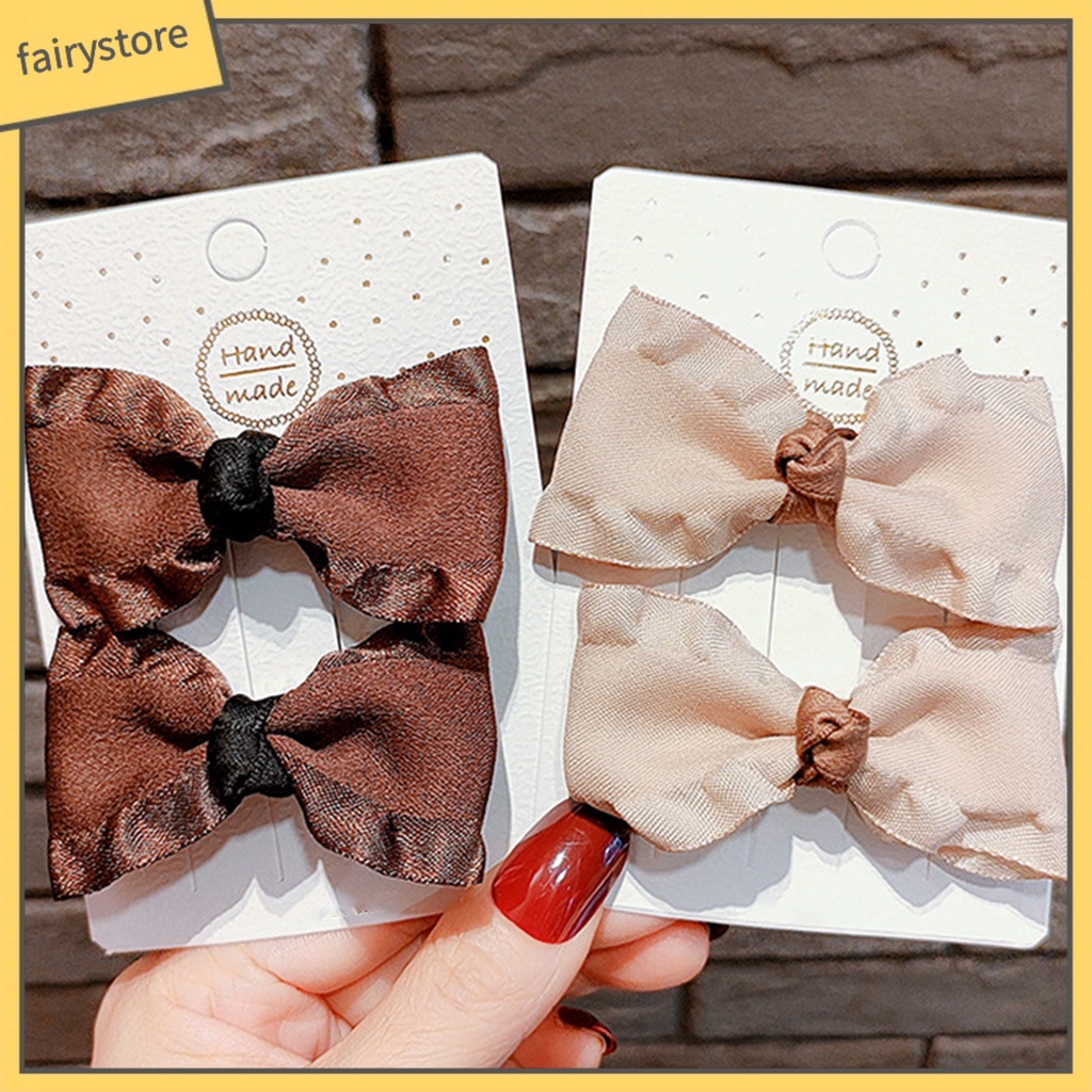 Kẹp Tóc Nơ Màu Sắc Tương Phản Phong Cách Hàn Quốc Dành Cho Nữ