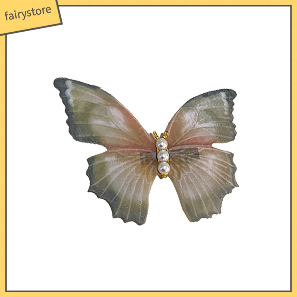 Kẹp Tóc Hình Bướm Hai Lớp Bằng Kim Loại Đính Ngọc Trai Giả Thanh Lịch Cho Nữ