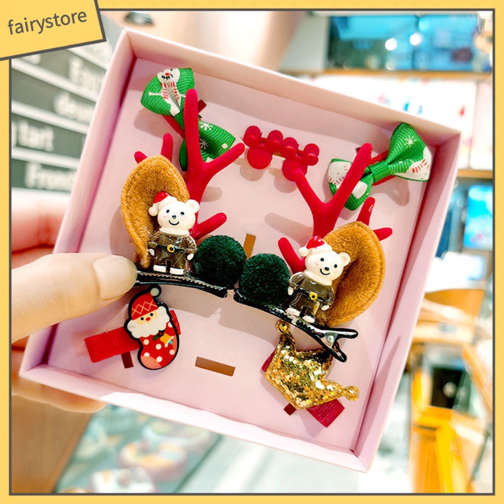 1 Bộ Kẹp Tóc Hình Sừng Hươu Giáng Sinh Bằng Vải Thoải Mái