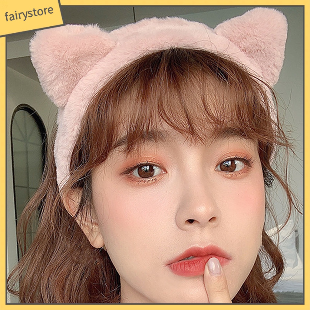 Băng Đô Tai Lông Nhung Mềm Mại Dễ Thương Dùng Rửa Mặt Cho Nữ