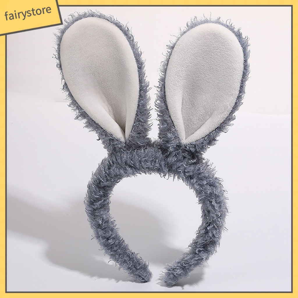 Băng Đô Cài Tóc Tai Thỏ Phủ Lông Chống Trượt Dễ Thương