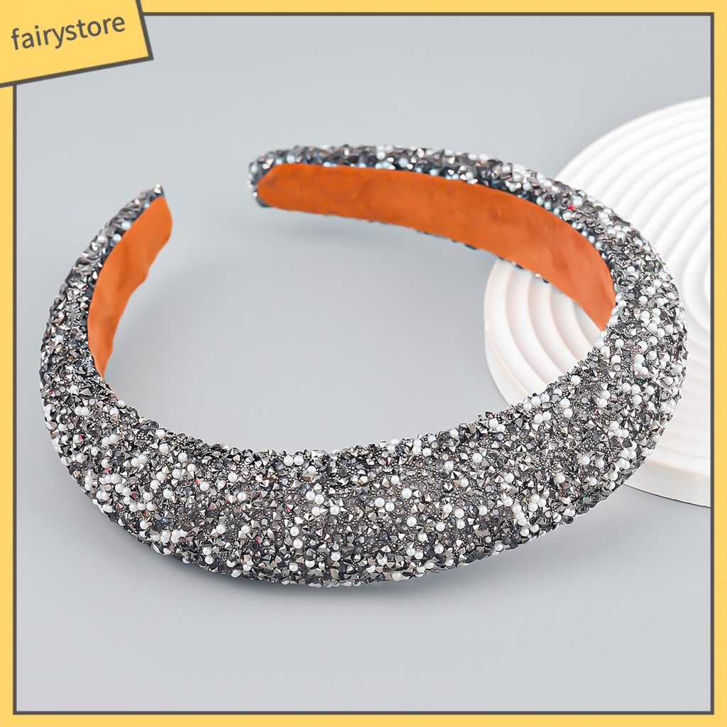 Băng Đô Cài Tóc Đính Đá Ngọc Trai Nhân Tạo Co Giãn Chống Trượt Phong Cách Cổ Điển Thời Trang Cho Nữ