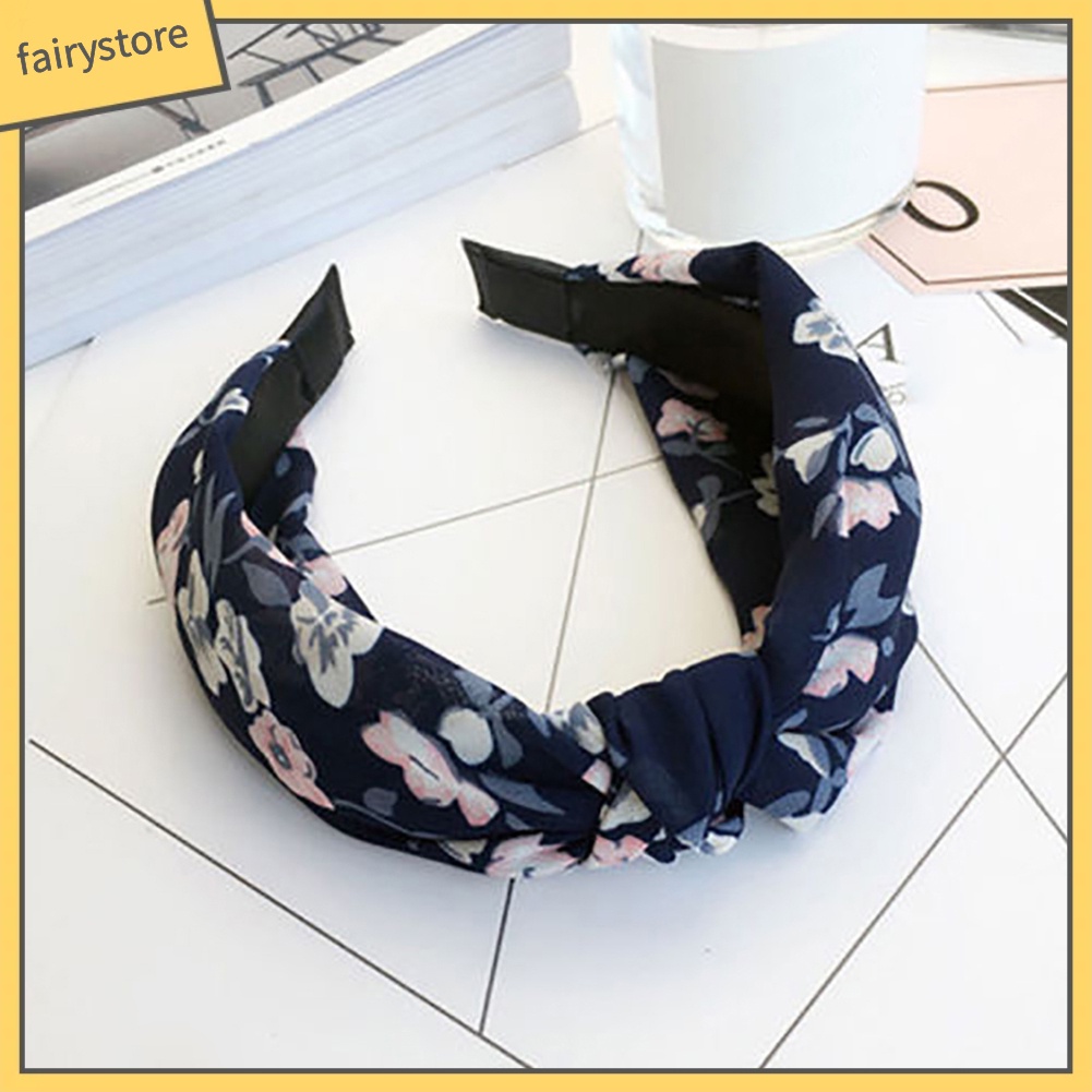 Băng Đô Thắt Nút Chéo Họa Tiết Hoa / Kẻ Sọc / Chấm Bi Thời Trang Cho Nữ