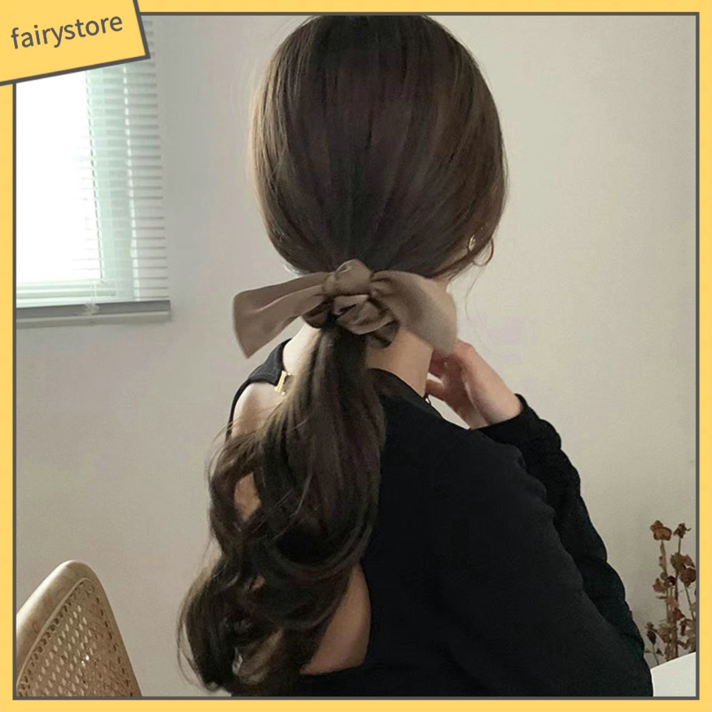 Dây Buộc Tóc Co Giãn Chống Trượt Màu Trơn Thắt Nơ Xinh Xắn Giá Đỡ