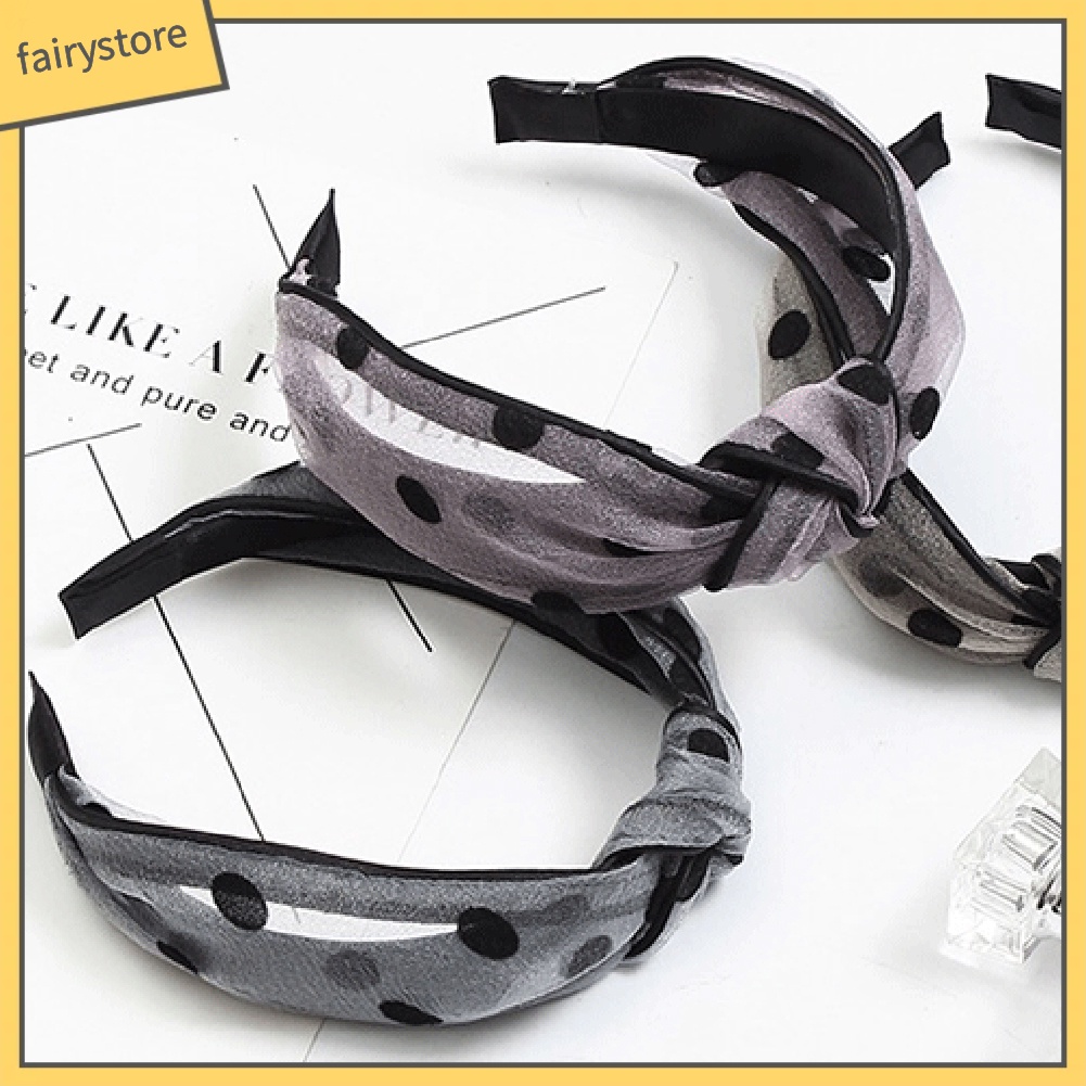 Băng Đô Cài Tóc Kiểu Thắt Nút Họa Tiết Chấm Bi Phong Cách Cổ Điển Cho Nữ