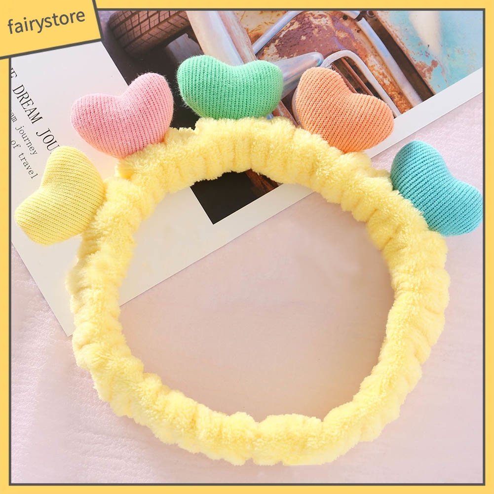 Băng Đô Cài Tóc Rửa Mặt / Trang Điểm Hình Trái Tim Mềm Co Giãn Dễ Thương Cho Nữ