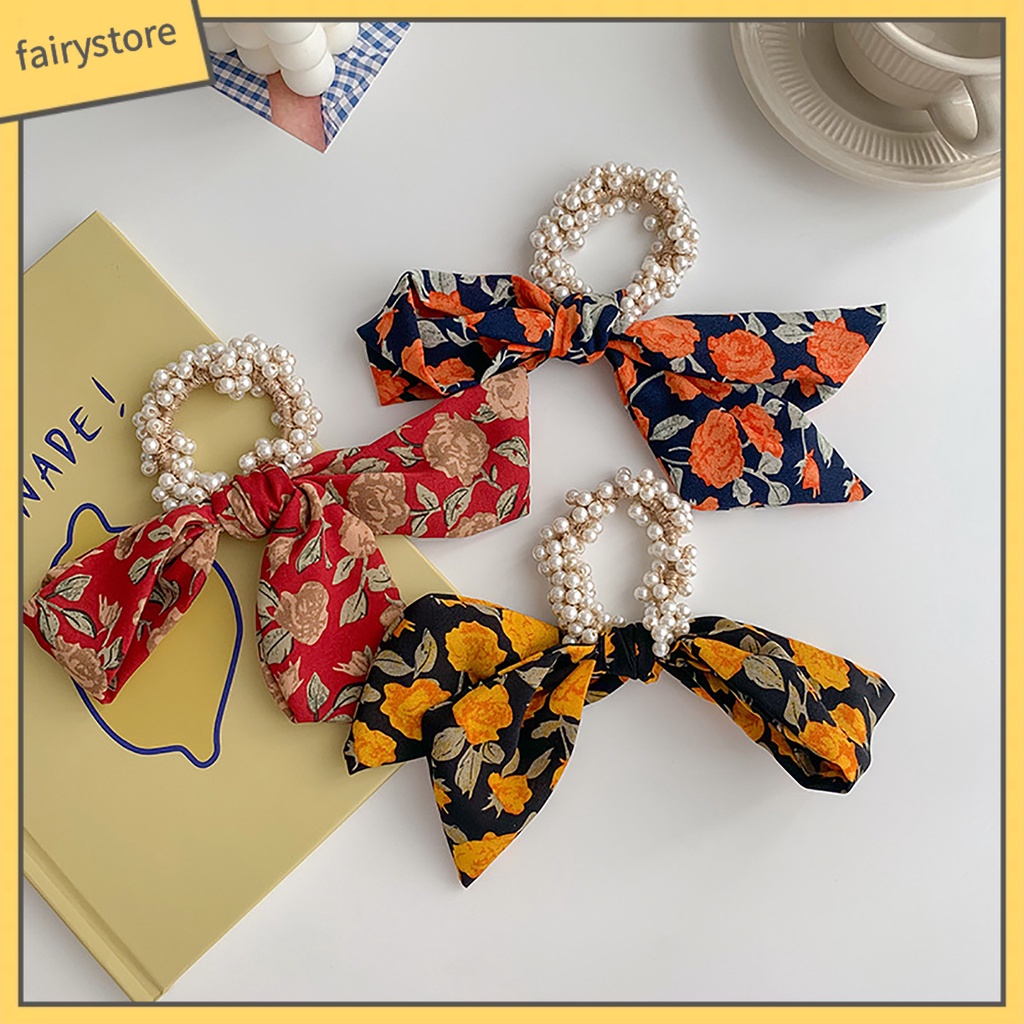 Băng Đô Cài Tóc Đính Nơ &amp; Ngọc Trai Giả Thời Trang Chống Rơi