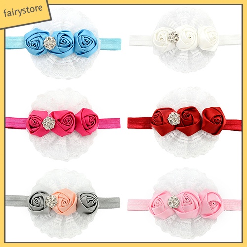 Băng Đô Ren Hoa Hồng Co Giãn Dễ Thương Cho Bé Gái