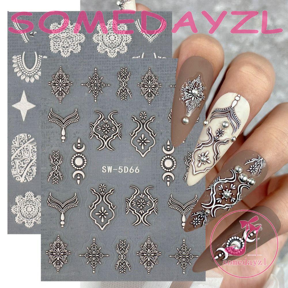 Miếng Dán Trang Trí Móng Tay Họa Tiết Gạch Hoa Phong Cách Ma Rốc Cổ Điển