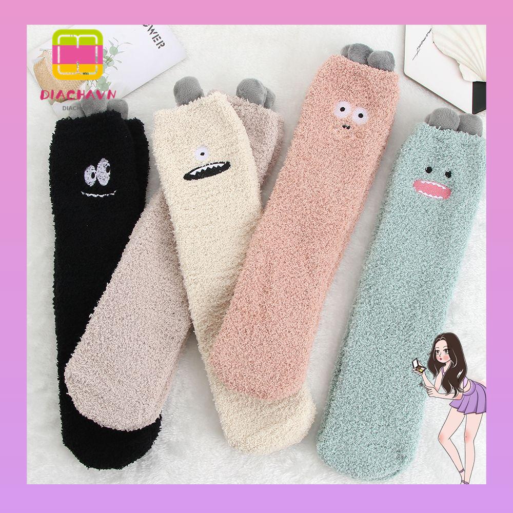 Vớ Ngủ Vải Nhung San Hô Dày Mềm Mại Giữ Ấm Mùa Đông Cho Nữ