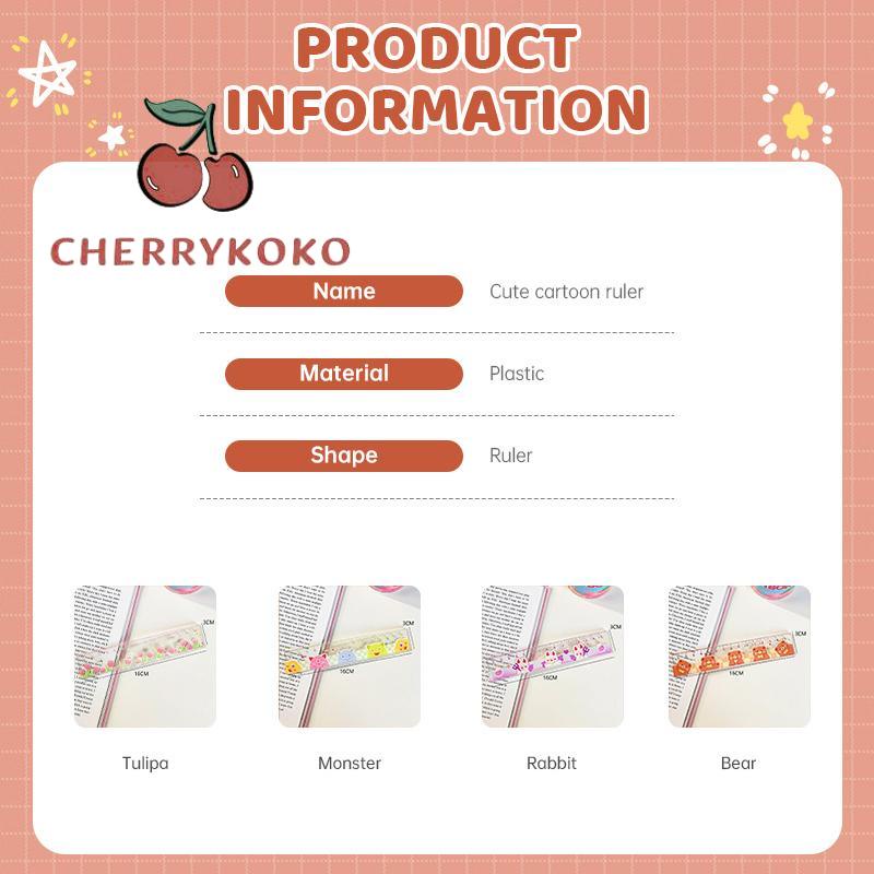 🍒🍒CHERRYKOKO Thước kẻ mica trong suốt in hình dễ thương