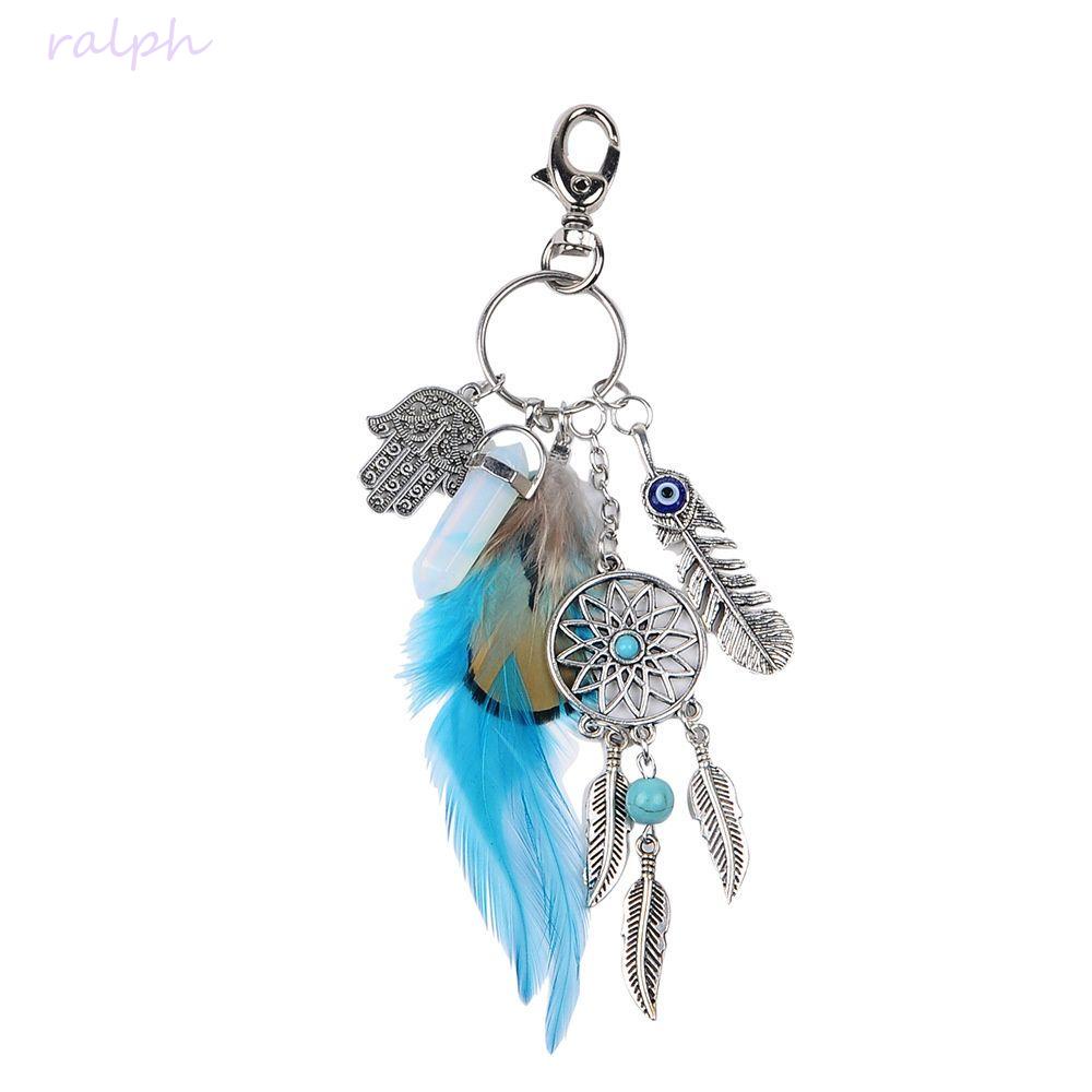 Móc Khóa Dreamcatcher Phối Lông Vũ Phong Cách Boho Độc Đáo