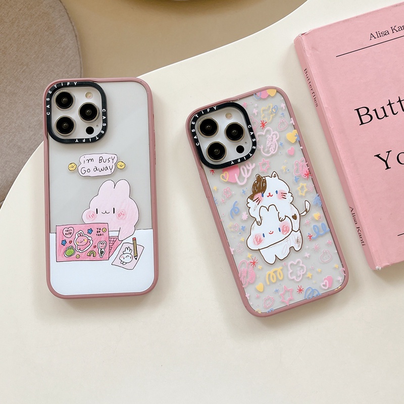 Ốp Điện Thoại Cứng Hình Thỏ / Mèo Hoạt Hình Cho iPhone 11 12 13 14 Pro Max