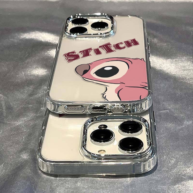 ✅Ốp Điện Thoại Dẻo Màu Hồng Họa Tiết Hoạt Hình Stitch Dễ Thương Chống Sốc Cho Iphone128ins plus 711 max1314pro AAO3