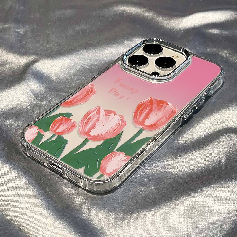 ✅Ốp Điện Thoại Mềm Chống Sốc Họa Tiết Hoa Tulip Cho Apple 11 Plus 14 Pro 128 max 13 7 PSAS