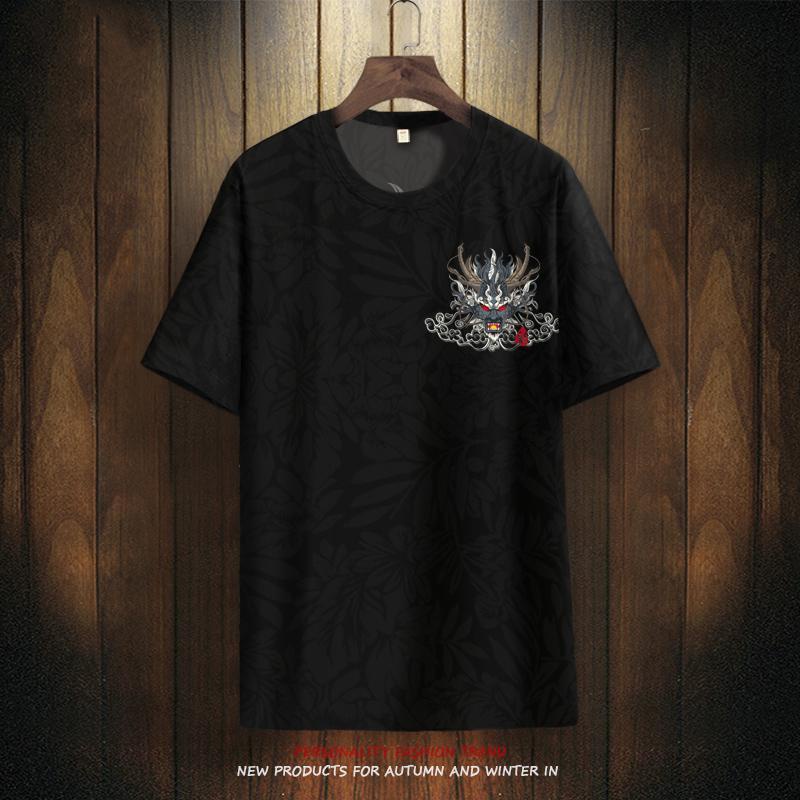 Áo Thun Tay Ngắn In Hình Vòi Nước Phong Cách Trung Hoa Thời Trang Mùa Hè Nhanh Khô Cho Nam