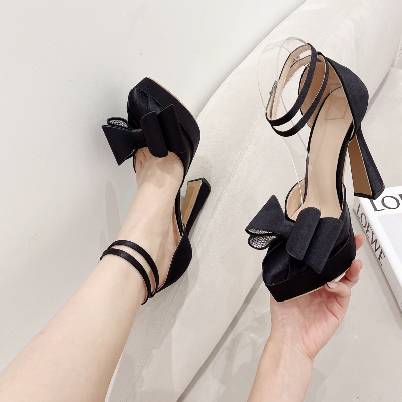 Giày Cao Gót Mũi Nhọn Đính Nơ Thời Trang Mùa Hè Cho Nữ