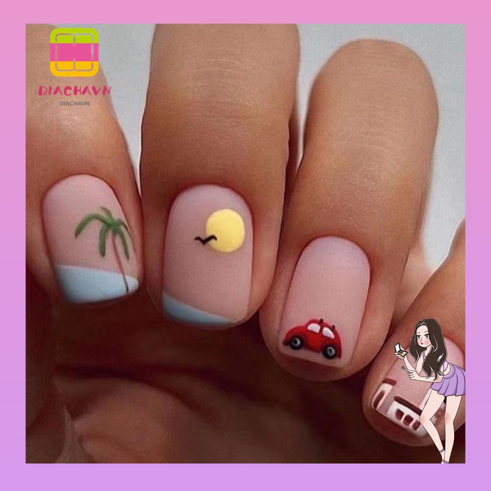 Set 24 Móng Tay Giả Dạng Nhấn Họa Tiết Da Báo Màu Vàng Đen