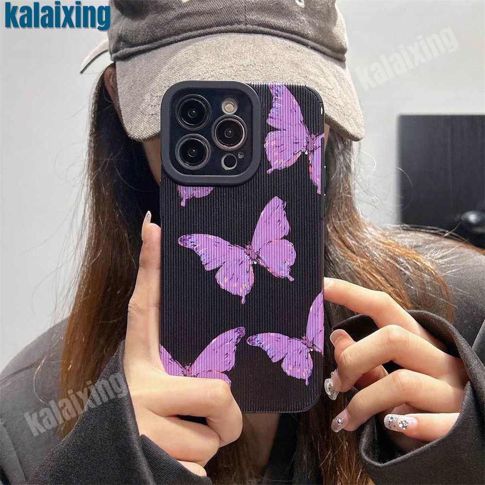 Ốp Điện Thoại Dẻo Viền Đen Họa Tiết Bươm Bướm Cho iPhone 11 12 13 14 Pro Max 14 Plus Xs Max X XR 7 8 Plus