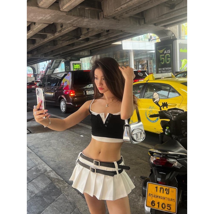 Chân Váy Ngắn Xếp Ly Lưng Thấp VQP1