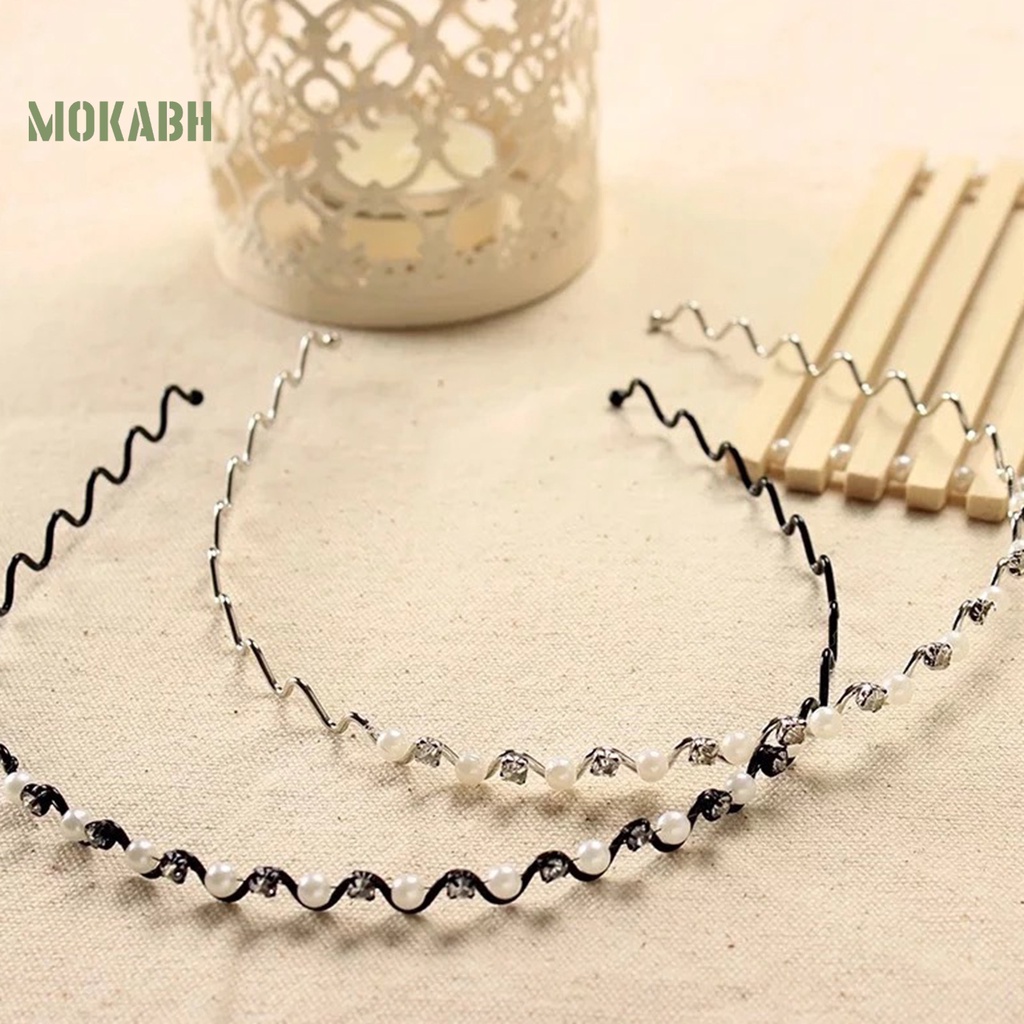 Băng Đô Cài Tóc Co Giãn Đính Đá Giả Ngọc Trai Chống Trượt Thời Trang Dự Tiệc Cho Nữ