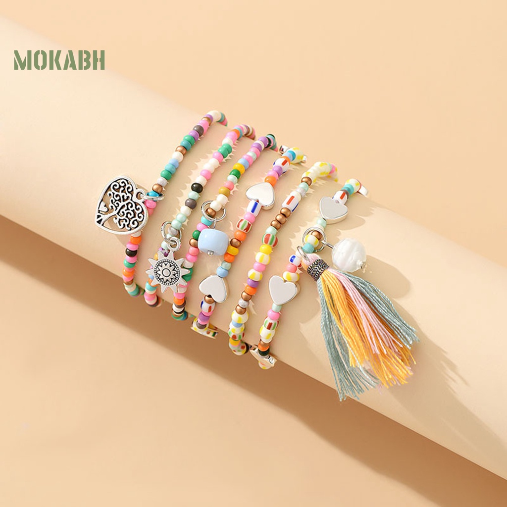 Vòng Đeo Tay Dạng Chuỗi Hạt Nhiều Lớp Phong Cách Bohemian Thời Trang Cho Nữ