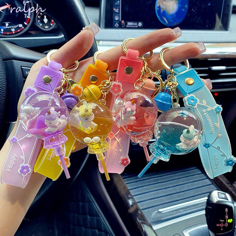 1 Móc Khóa Hình Kỳ Lân Dạng Cát Chảy Bằng Acrylic Dễ Thương