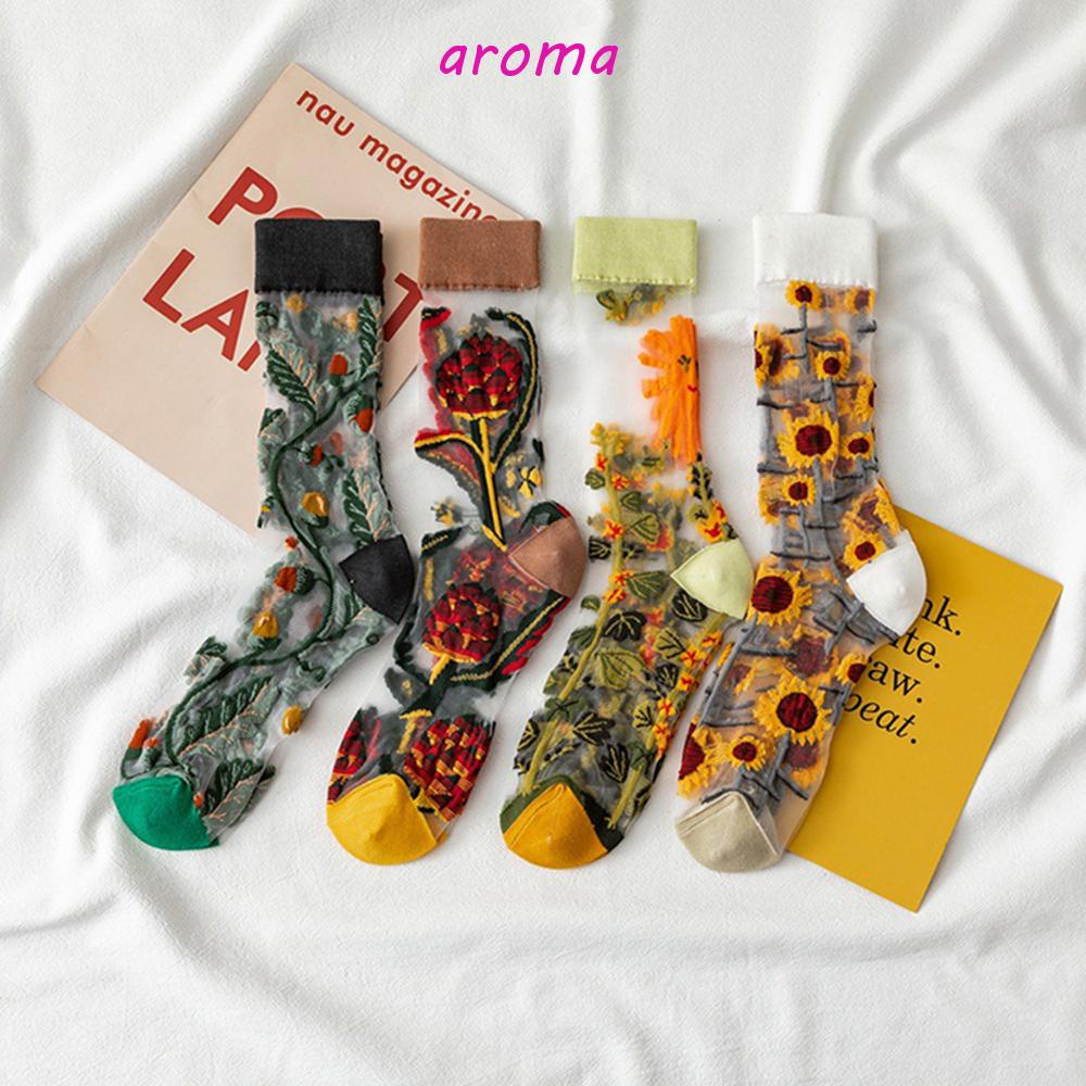 Đôi Vớ Lưới Thêu Hoa Phong Cách Hàn Quốc Cho Nữ