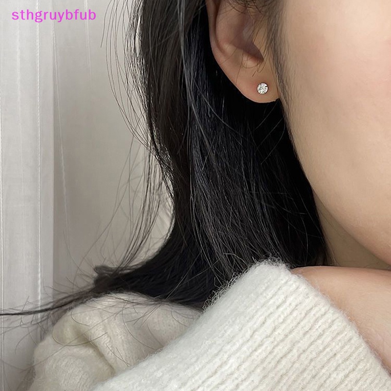 1 Đôi Khuyên Tai 3 / 4 / 5mm Bằng Thép Không Gỉ Đính Đá Zircon Dành Cho Nữ