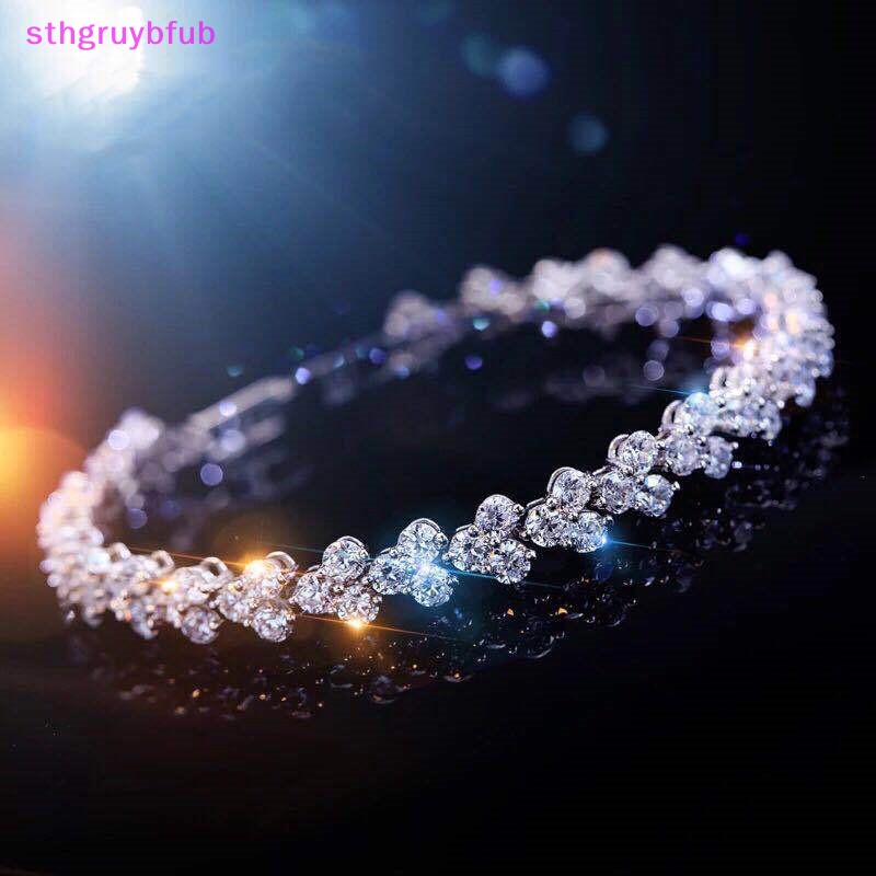 Vòng Tay Chuỗi Hạt Đá Zircon Màu Bạc / Vàng Phong Cách Hip Hop Thời Trang