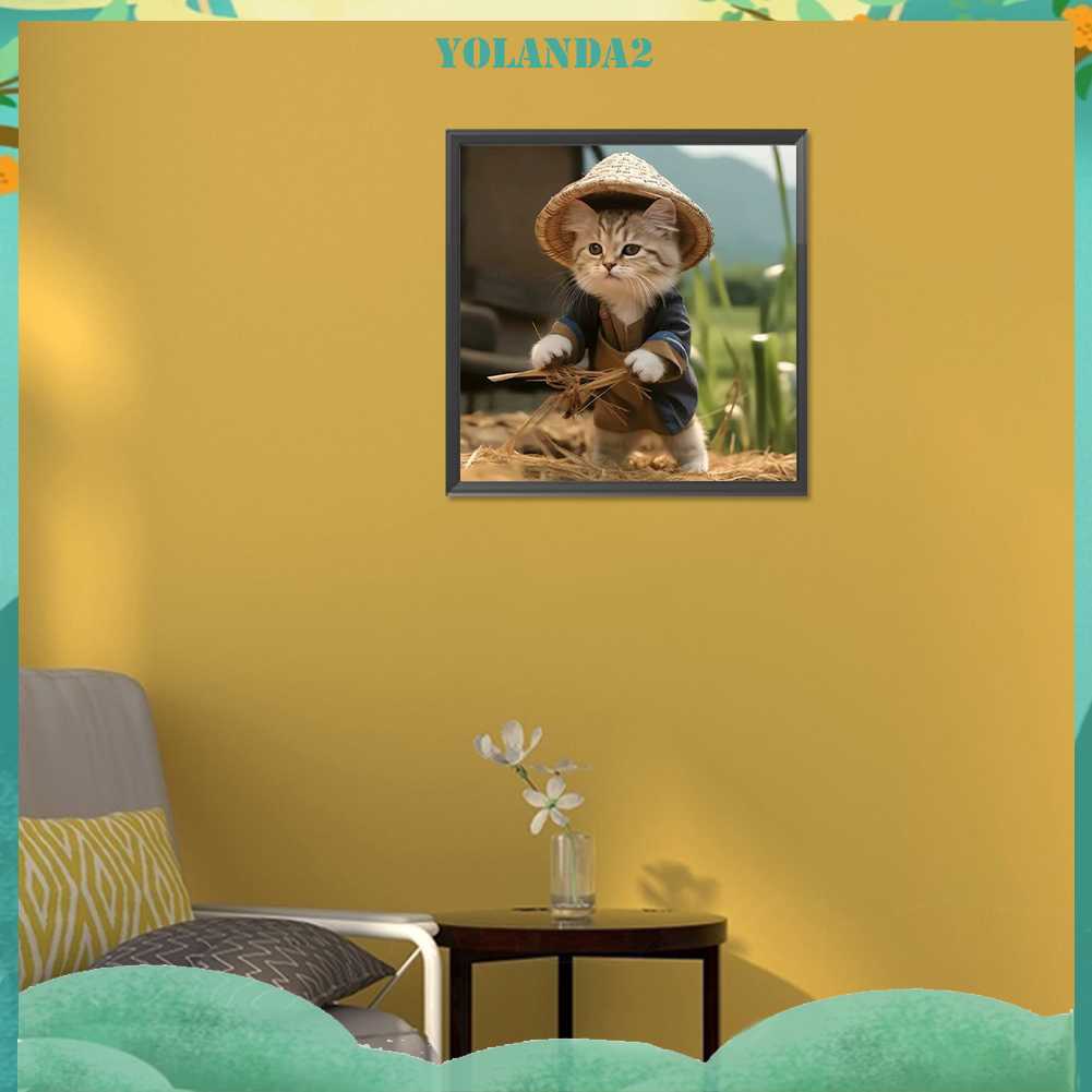 Tranh Đính Đá Kim Cương Toàn Bộ 5D DIY Hình Vẽ Mèo Trang Trí Nhà Cửa