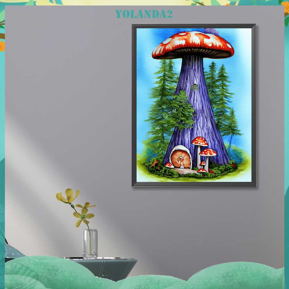 Tranh Đính Đá Kim Cương Toàn Bộ 5D DIY Hình Vẽ Nấm Trang Trí Nhà Cửa