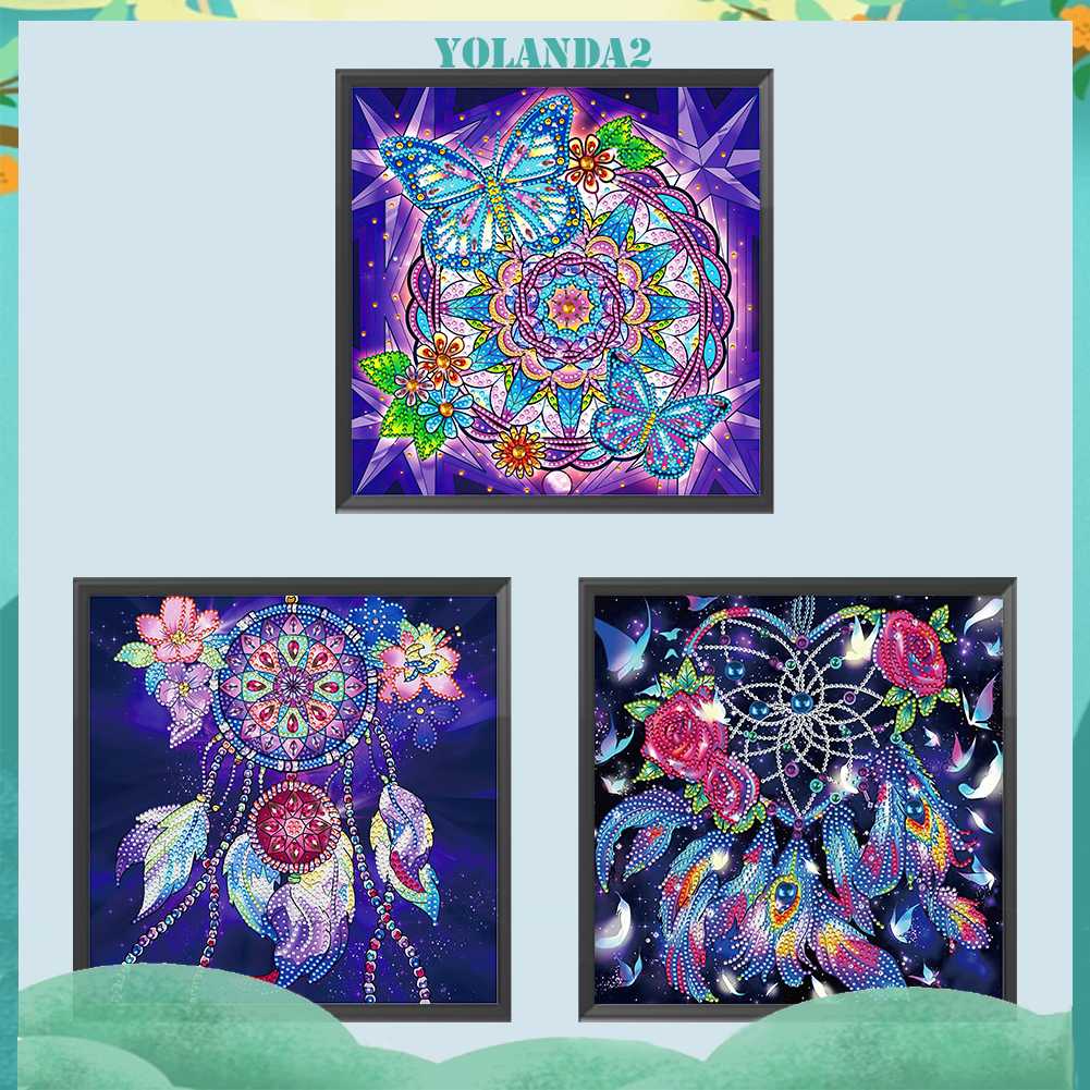 Bộ Tranh Đính Đá 5D Họa Tiết Hoa Lá Độc Đáo DIY Dùng Trang Trí Nhà Cửa