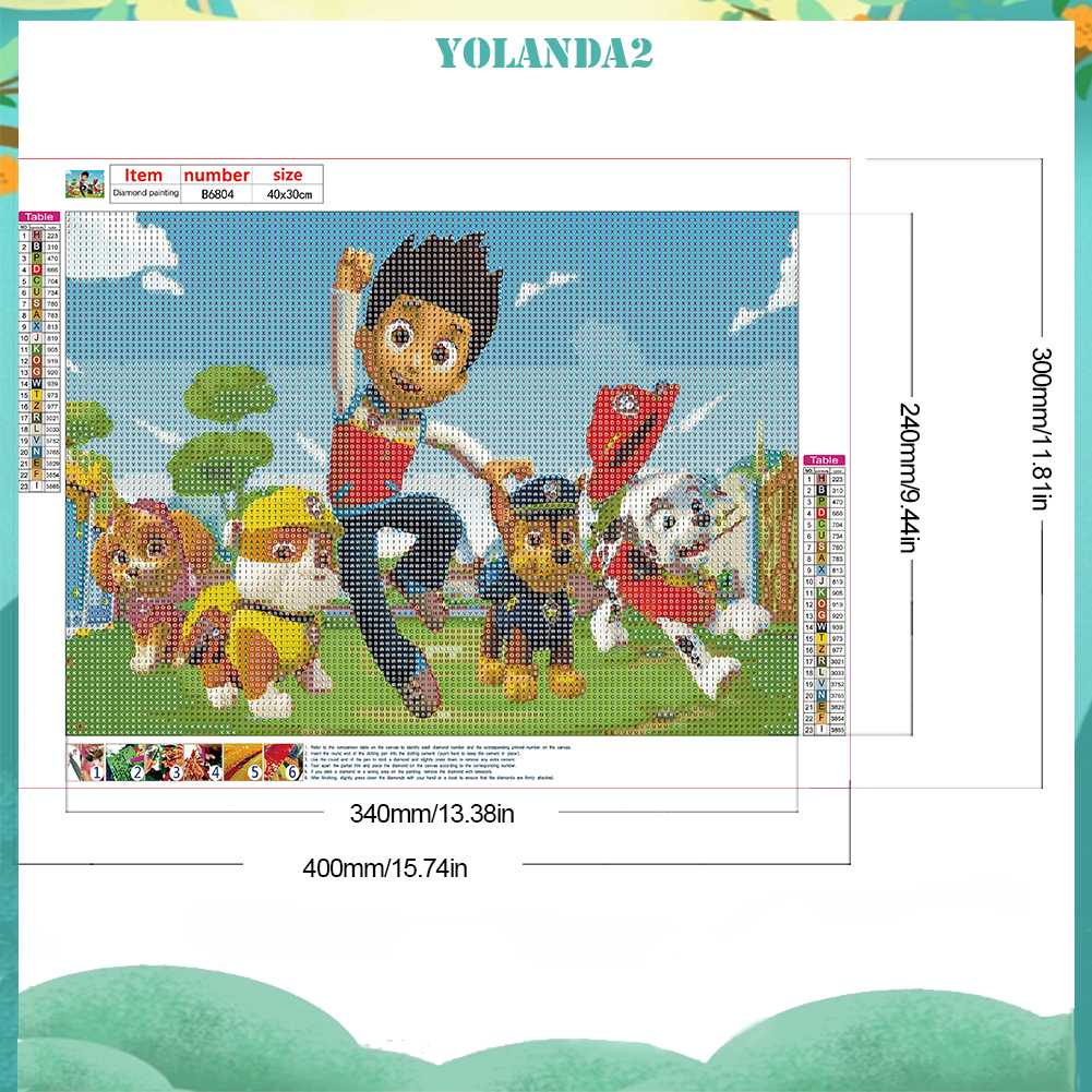 Bộ Tranh Đính Đá 5D Họa Tiết Hoạt Hình PAW Patrol Độc Đáo DIY Dùng Trang Trí Nhà Cửa