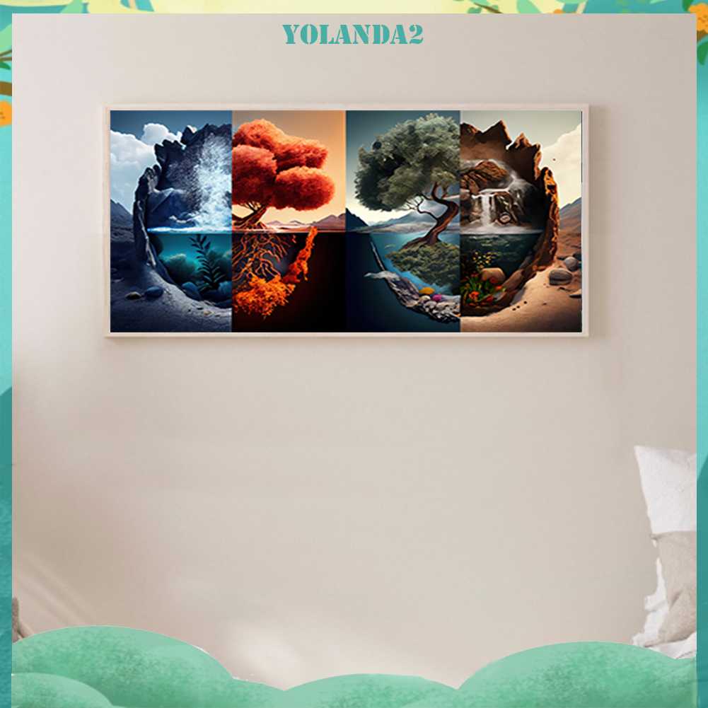 Tranh Đính Đá Kim Cương Toàn Bộ 5D DIY Hình Vẽ Bốn Mùa Trang Trí Nhà Cửa