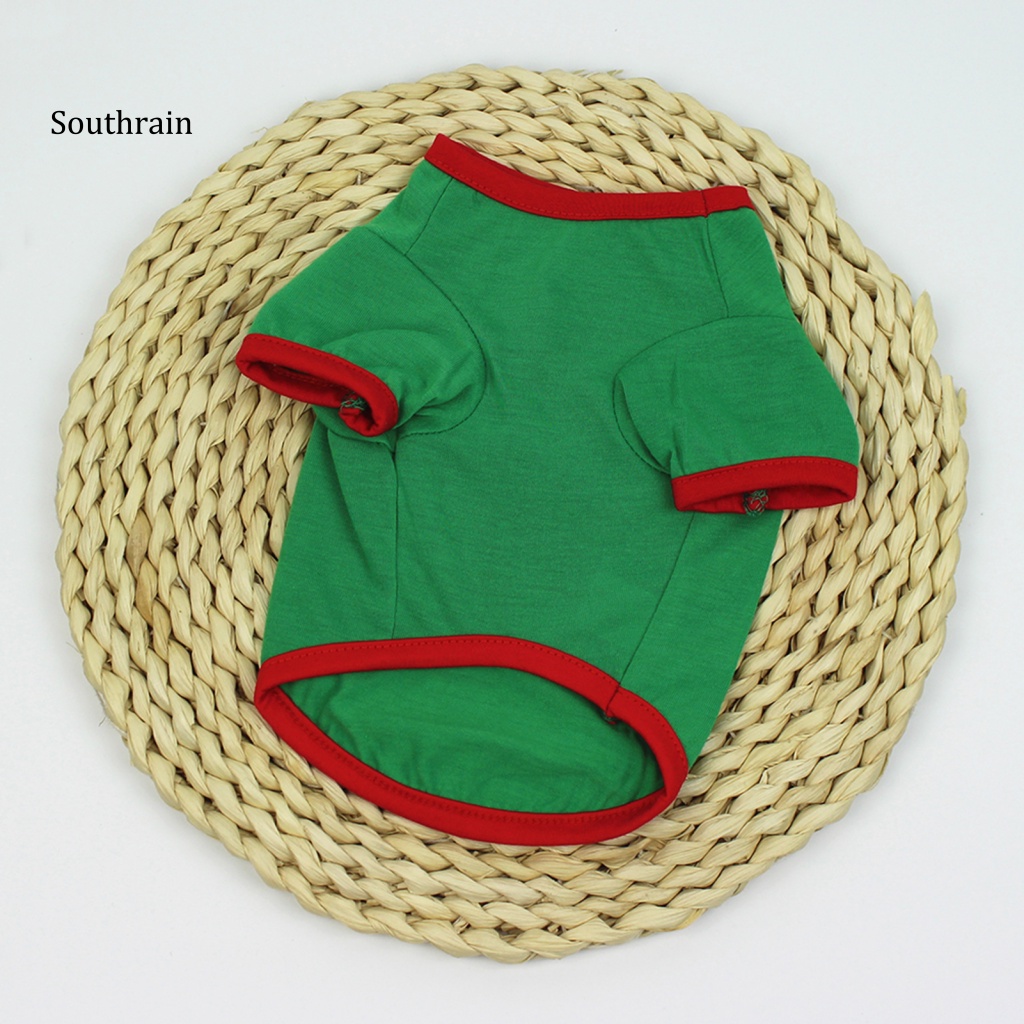 Áo Thun In Họa Tiết Giáng Sinh Màu Xanh Lá Thời Trang Mùa Hè Cho Cún Cưng