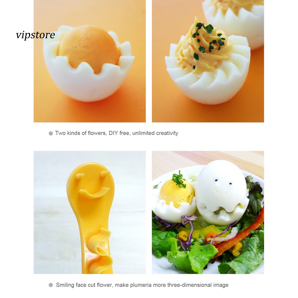 Set 2 Dụng Cụ Cắt Trứng Bằng Nhựa Hình Hoa Và Gợn Sóng Sáng Tạo