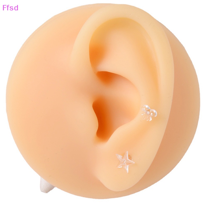 {Ffsd} Set 5 Đôi Bông Tai Xỏ Sụn Tai Acrylic Trong Suốt Hình Hoa / Ngôi Sao / Trái Tim / Xoắn