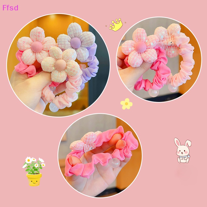 1 Dây Buộc Tóc Đính Hoa Kim Sa Lấp Lánh Dễ Thương Cho Bé Gái