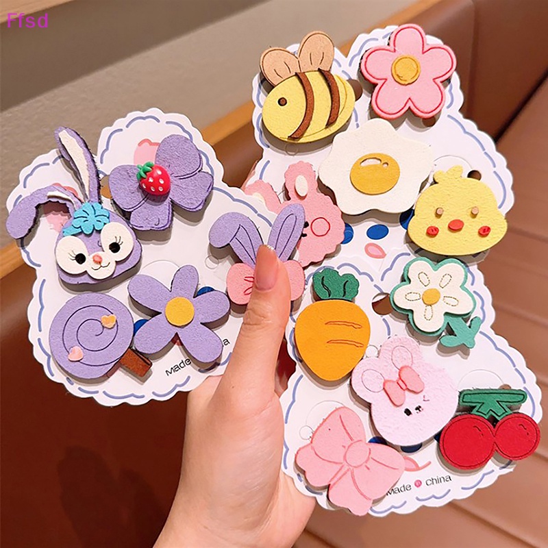 {Ffsd} Bộ 5 Kẹp Tóc Khóa Dán Hoạt Hình Dễ Thương Phong Cách Hàn Quốc Cho Bé Gái * Bán Chạy