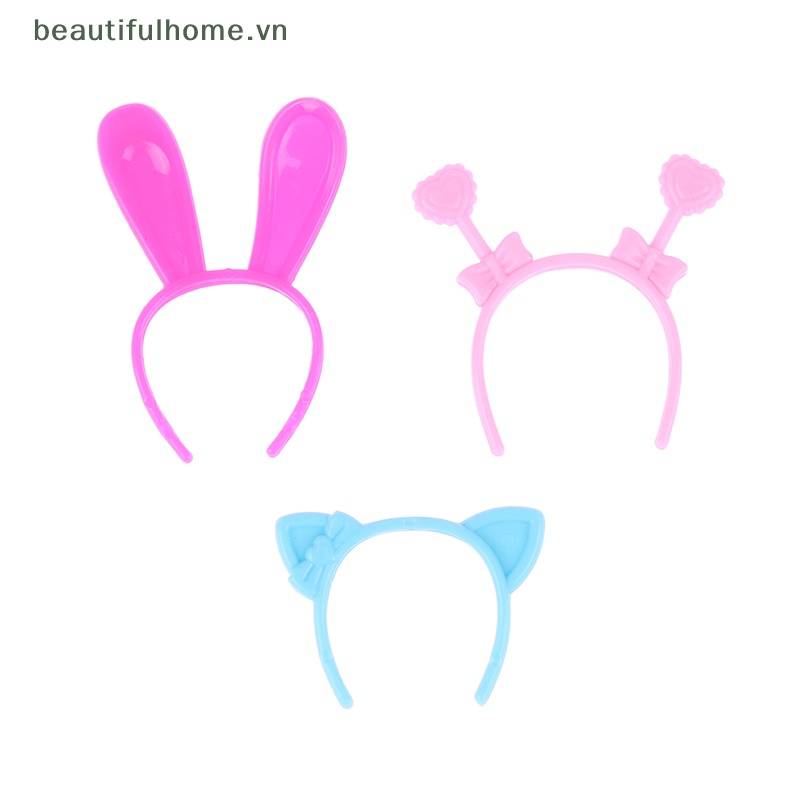 Set 5 Băng Đô Tai Thỏ / Mèo / Gấu Mini 30cm Cho Búp Bê