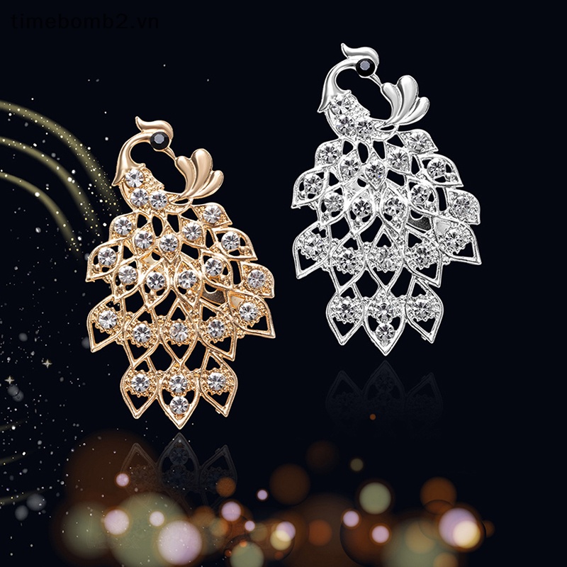 Ghim Cài Áo Hình Chim Công Đính Đá Thời Trang Cho Nữ