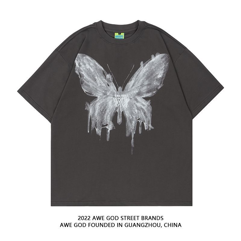 COZOK Áo Thun Ngắn Tay Dáng Rộng In Hình Bướm Kiểu Vintage Thời Trang