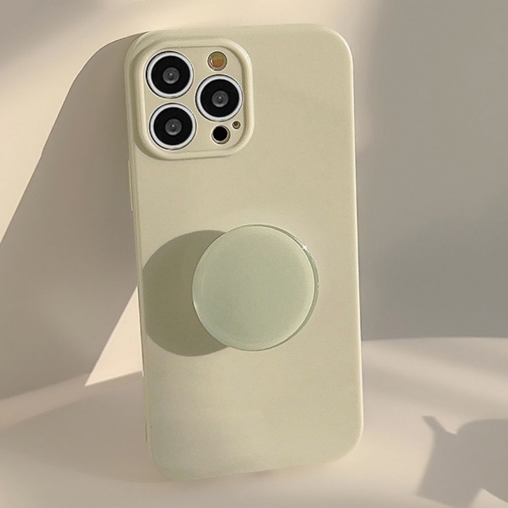 Ốp Điện Thoại TPU Mềm Chống Sốc Màu Trơn Có Giá Đỡ Tròn Cho IPhone 11 14 13 12 Pro Max