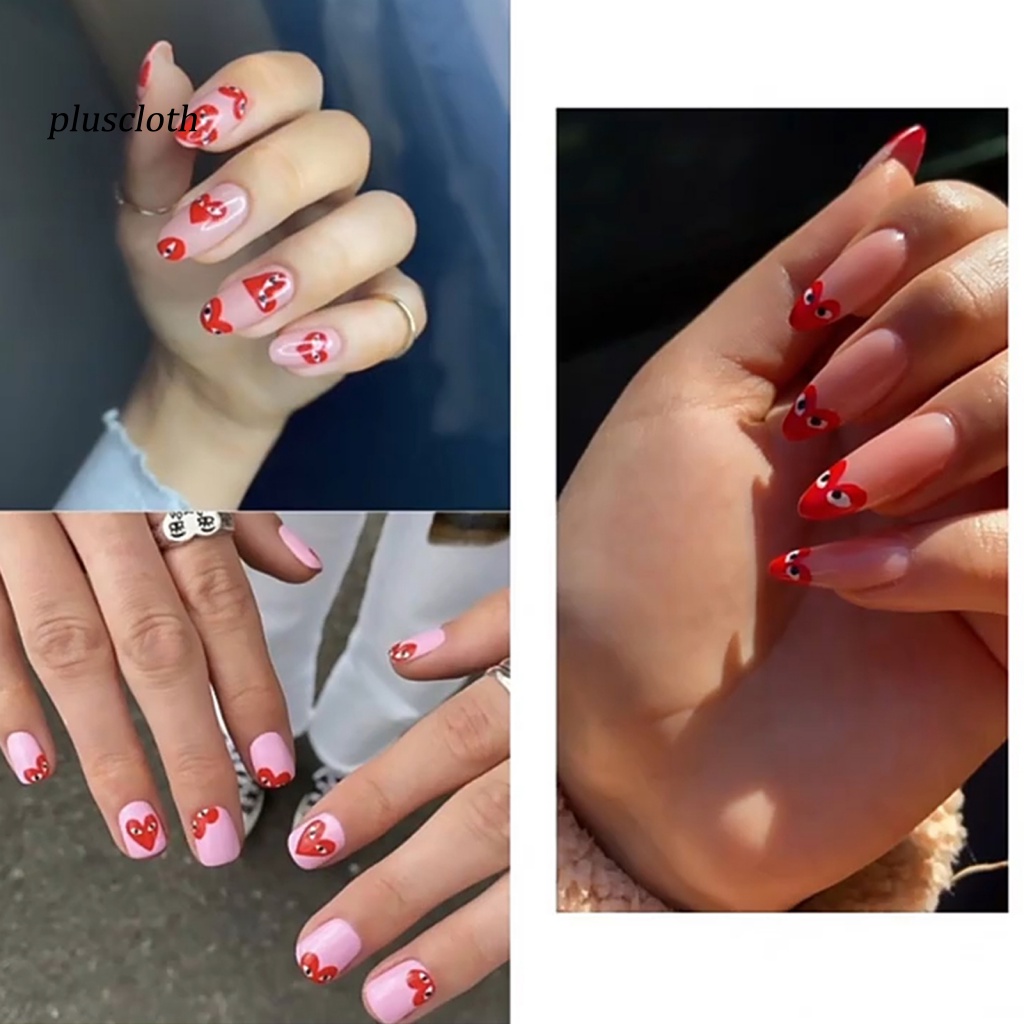 Bộ 2 Tấm Sticker Dán Móng Không Gây Kích Ứng Họa Tiết Trái Tim Mắt Quỷ 3D