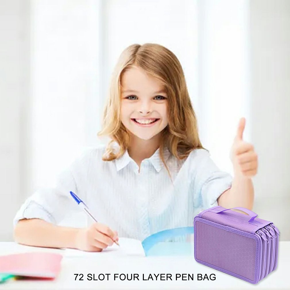 =Christmas=Pencil Bag 72 Holes 4 Layers Handy Oxford Cloth Large Capacity Storage Case
