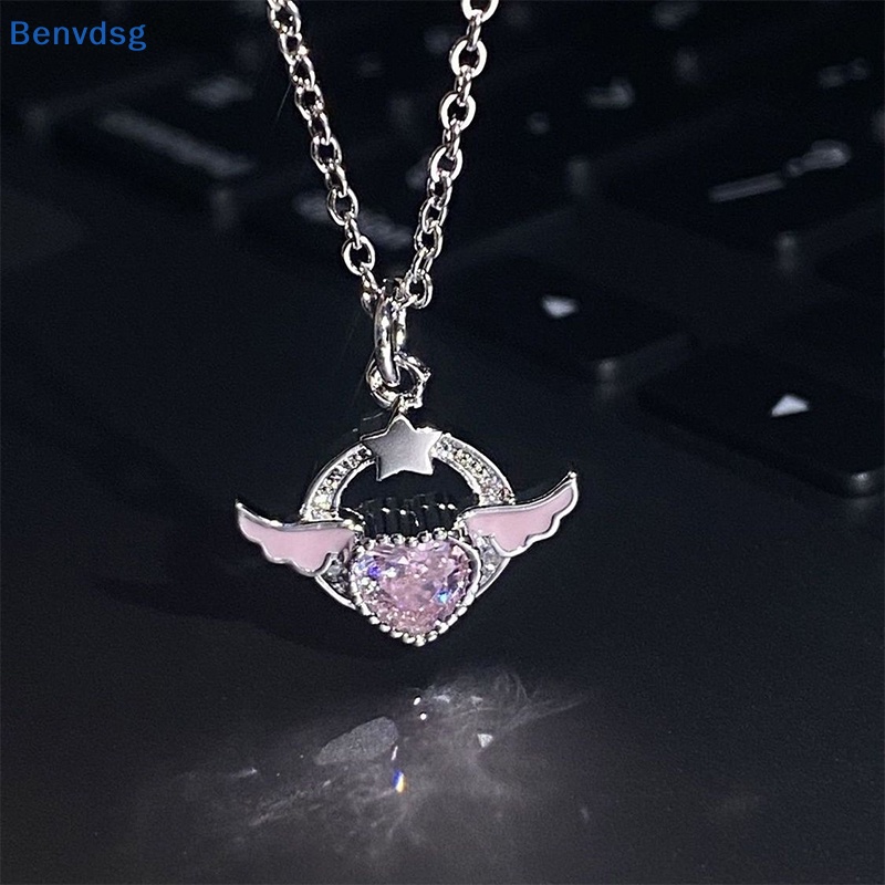 Benvdsg &gt; Vòng cổ Bạc Mặt Cánh Thiên Thần Đính Đá Zircon Hồng Thanh Lịch Đơn Giản Cho Nữ well