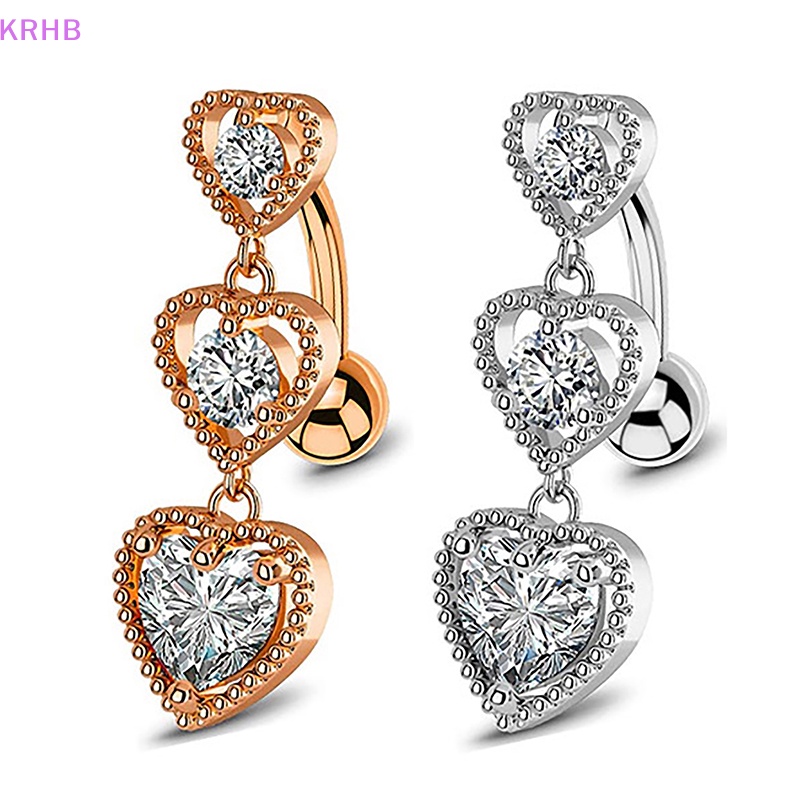Khuyên Rốn Dáng Dài Đính Đá Zircon Hình Trái Tim Quyến Rũ Cho Nữ Mới