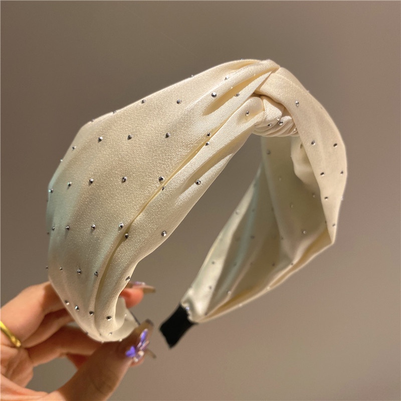 Băng Đô Vải Satin Bản Rộng Thắt Nút Kiểu Gypsophila Đơn Giản Phong Cách Hàn Quốc